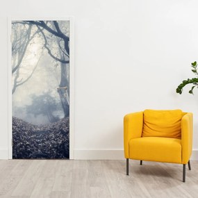 Fotótapéta ajtóra - Erdő a ködben (95x205cm)