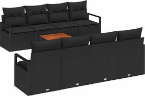 vidaXL Kerti Kanapé Szett tárolóval 9 pcs Fekete polirattan