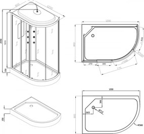 Aria hidromasszázs zuhanykabin balos beépítési oldallal