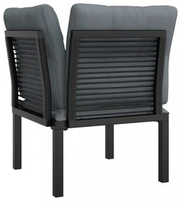 fekete és szürke polyrattan kerti sarokfotel párnákkal