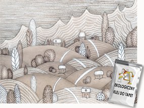 Fotótapéta Flizelina Tájkép Hegyek Házak Bézs Skandináv 100x75 ragasztó