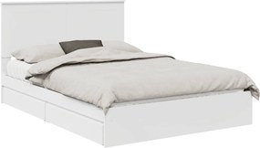 vidaXL Tárolós Ágy fejtámlával fiókkal Fehér 150 x 200 cm Faanyag