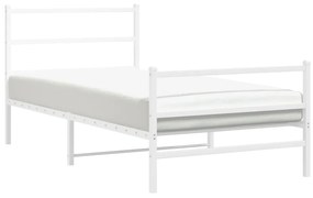 fehér fém ágykeret fej- és lábtámlával 100 x 200 cm