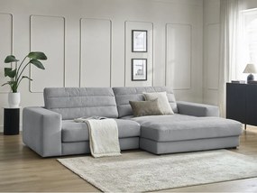 Világosszürke bársony sarokkanapé (jobb oldali-heverő résszel) Sierra – Bobochic Paris