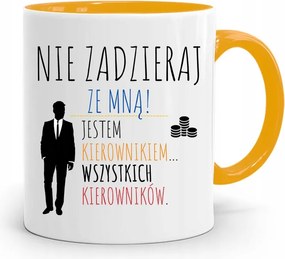 Sárga Bögre A Vezetőnek Ne Szórakozz Velem fényképes nyomtatással