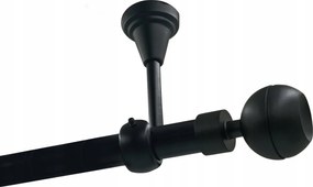 Függönykarnis szimpla Fém Mennyezet 19mm Fekete Matt 400cm Optikai Gömb Kerekek Nélkül