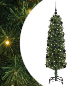 vidaXL Mű karácsonyfa 150 LED-del Zöld 150 cm PVC, acél és műanyag