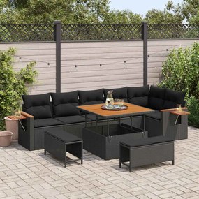 Kerti Kanapé Szett párnával 9 pcs Fekete 100 x 100 x 71 cm