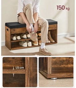 Cipőtároló VOREN barna/fekete