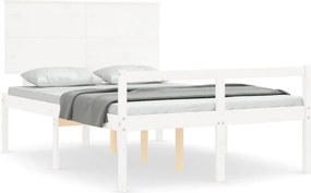 vidaXL fehér tömör fa ágy időseknek fejtámlával 120x200 cm