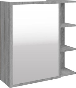 vidaXL szürke sonoma színű szerelt fa tükrös szekrény 62,5x20,5x64 cm