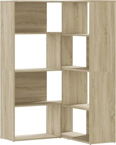 vidaXL 4 szintes sonoma tölgy szerelt fa sarok könyvespolc 85x85x140cm