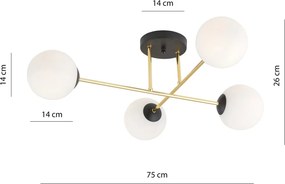 Emibig modern mennyezeti lámpa magnum fehér fekete arany emi1233/4