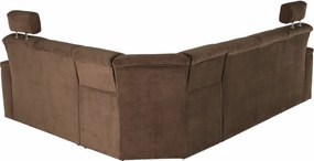 Kinyitható ülőgarnitúra, barna szövet, jobbos, SANTIAGO