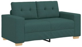 3-Darabos Sofa Szett Párnákkal - Sötét Zöld Szövet