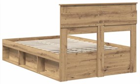 vidaXL Ágykeret matracmal Művészi tölgy 135 x 190 cm Tömör fenyőfa