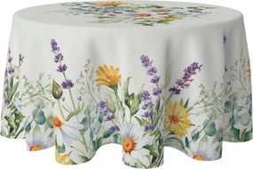 Abrosz Kerek Foltálló 120 CM Asztalra Kerek Tavasz Mezei Virág Minta 807
