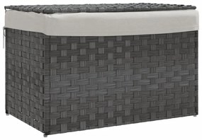 szürke polyrattan szennyeskosár fedéllel 55,5 x 35 x 34 cm