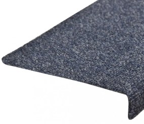 15 db öntapadós lépcsőszőnyeg, kék, téglalap alakú széllel, 65 x 21 x 4 cm