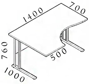 Visio ergonomikus asztal 140 x 100 cm, bal, juhar