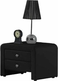 Éjjeliszekrény, ökobőr, fekete, WILSON