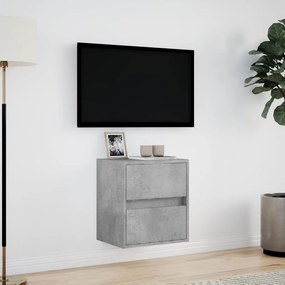 betonszürke falra szerelhető TV-szekrény LED-del 41x31x45 cm