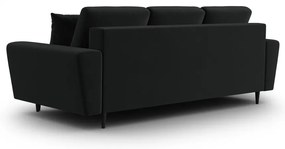 Fekete bársony kinyitható tárolóhelyes kanapé 235 cm Kyoto – Cosmopolitan Design