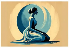 Kép meditáló nő kékben