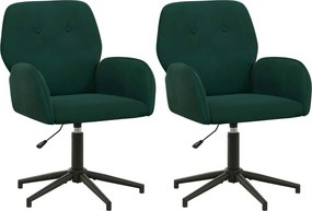 vidaXL Forgós Íróasztali Székek 2 db 54 x 55 x 90 cm Sötétzöld Bársony