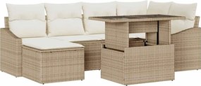 vidaXL Kerti Kanapé Szett párnával 7 pcs bézs és krémszínű
