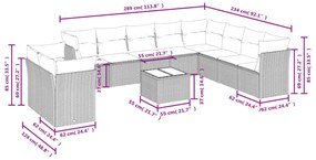 11 részes bézs polyrattan kerti ülőgarnitúra párnákkal