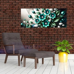 Kép - 3D türkiz virágok (120x50 cm)