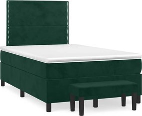 vidaXL sötétzöld bársony rugós ágy matraccal 120 x 200 cm