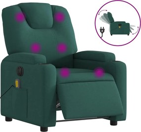 vidaXL sötétzöld szövet elektromos dönthető masszázsfotel