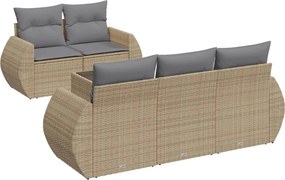 vidaXL 6 részes bézs polyrattan kerti ülőgarnitúra párnával