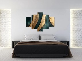 Kép - Zöld absztrakció arannyal I. (150x105 cm)