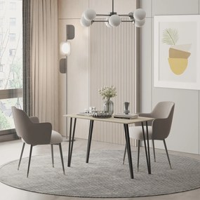 HOMCOM Ipari Stílusú Étkező Asztal Nagy Bélelt Felület 120L x 60W x 75H cm Fekete Fém Hajlított Lábakkal Világos Tölgyfa MDF | Aosom