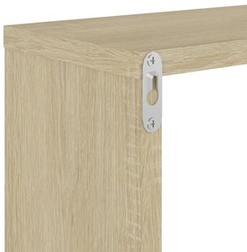 4 db sonoma tölgy színű szerelt fa fali kockapolc 26x15x26 cm