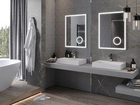 Mexen Kala, LED fürdoszobai tükör háttérvilágítással és kozmetikai tükörrel 60 x 80 cm, 6000K, páramentes, 9820-060-080-611-00