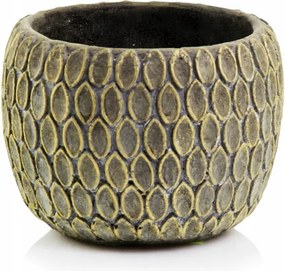 Fedő régi arany kaspó sárgaréz rusztikus gömb 12x10 cm