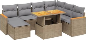 vidaXL 8 részes bézs polyrattan kerti ülőgarnitúra párnával
