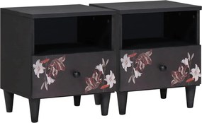vidaXL Éjjeli asztal 2 pcs Barna 40 x 33 x 46 cm Tömör Mangófát