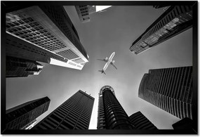 Poszterek keretben 60x40 Repülőgép a város felett