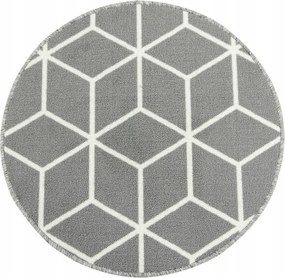 Kerek Szőnyeg Gumírozott Geometrikus Ezüst Cubes 3D Vonalak átm. 80 cm