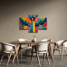 Kép - Absztrakt angyal virágokkal (90x60 cm)
