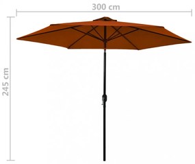 terrakotta színű kültéri napernyő fémrúddal 300 cm