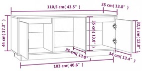 mézbarna tömör fenyőfa TV-szekrény 110,5x35x44 cm