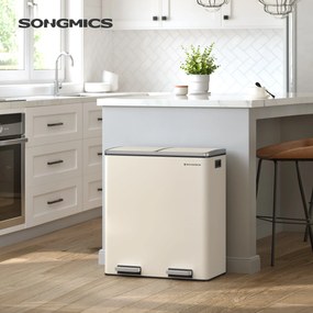 SONGMICS  dupla szemetes, 2x30l, krémszínű