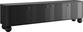 Vesper 4D TV-szekrény 187 cm - fekete / arany fogantyúk / gömb lábak