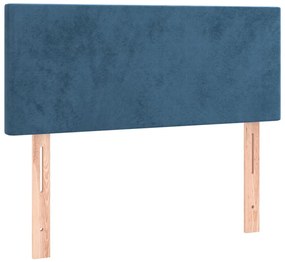 sötétkék bársony rugós ágy matraccal 80 x 200 cm